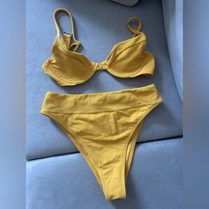 Abercrombie Yellow Ribbed Bikini Set
